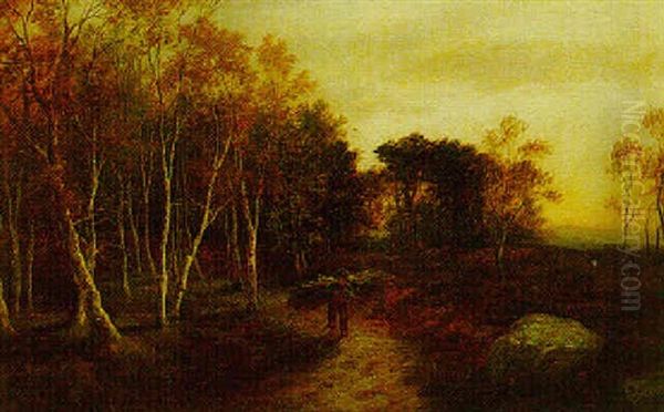 Autumn-evening: The Young Woodgatherer Oil Painting by William Beattie Brown