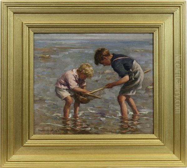 The Young Shrimpers Oil Painting by William Marshall Brown