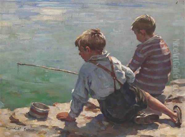 Fishing Oil Painting by William Marshall Brown