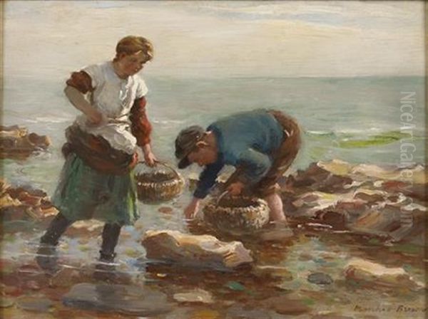 Fisher Bairns Oil Painting by William Marshall Brown