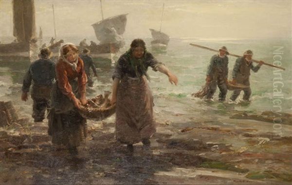 Apres La Peche Oil Painting by William Marshall Brown