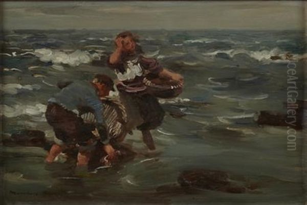 The Dulse Gatherers Oil Painting by William Marshall Brown