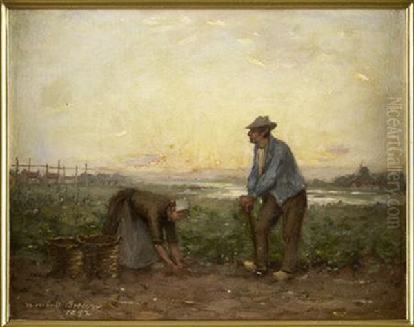 Potato Pickers Oil Painting by William Marshall Brown