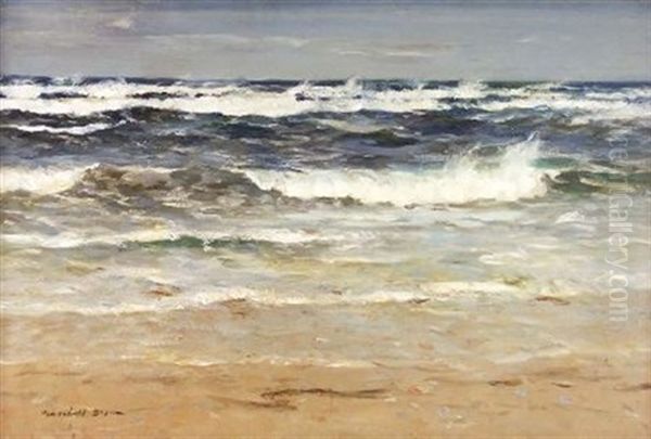 Waves Breaking On A Deserted Beach Oil Painting by William Marshall Brown