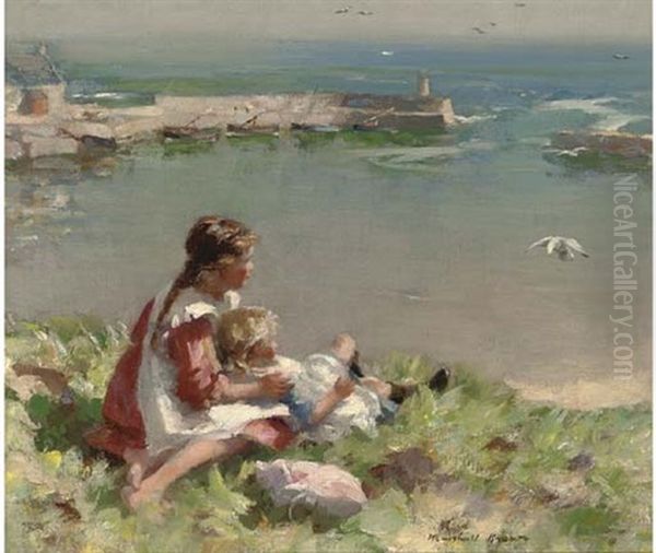 Overlooking The Harbour Oil Painting by William Marshall Brown