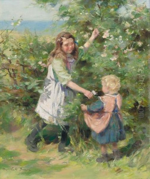 Wayside Roses Oil Painting by William Marshall Brown