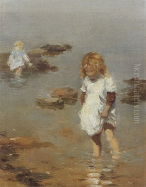 Wading Oil Painting by William Marshall Brown