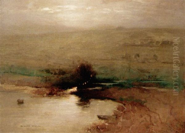 Grey Morning, Duddingston Loch Oil Painting by William Marshall Brown