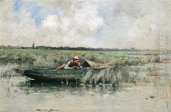 Duck Shooting Oil Painting by William Marshall Brown