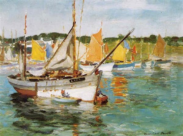 Concarneau Boats Oil Painting by William Marshall Brown