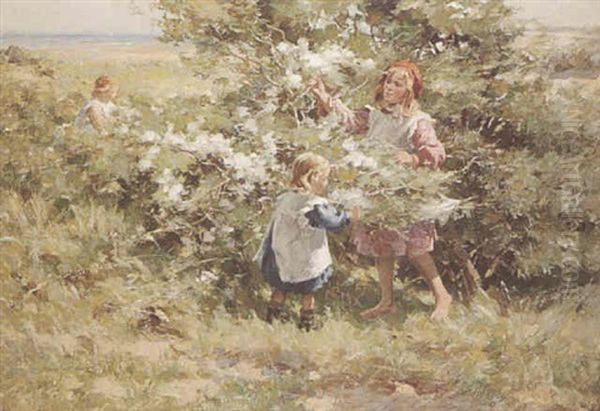 Amongst The Blossom Trees Oil Painting by William Marshall Brown