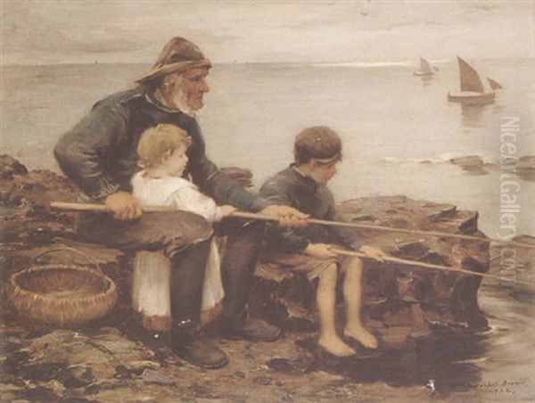 Fishing With Grandfather Oil Painting by William Marshall Brown