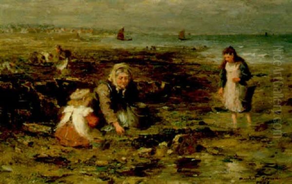 The Mussel Gatherers Oil Painting by William Marshall Brown