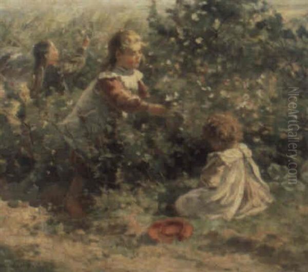 Wild Roses Oil Painting by William Marshall Brown