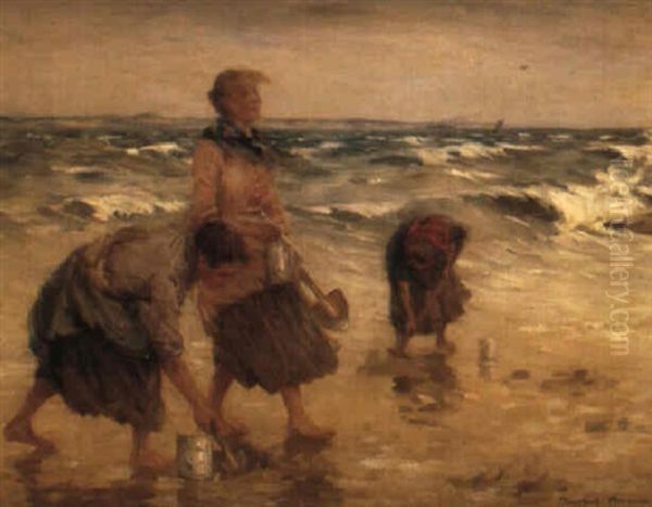 Bait Gatherers, Cochenzie Oil Painting by William Marshall Brown