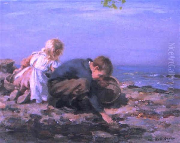 Fisher Bairns Oil Painting by William Marshall Brown