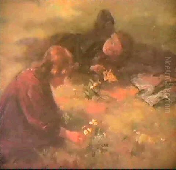 Picking Primroses by William Marshall Brown