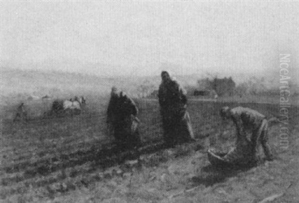 Potato Harvest Oil Painting by William Marshall Brown