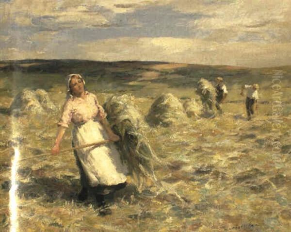 Haymaking Oil Painting by William Marshall Brown