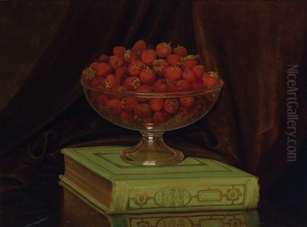 Bowl Of Strawberries Oil Painting by William Mason Brown