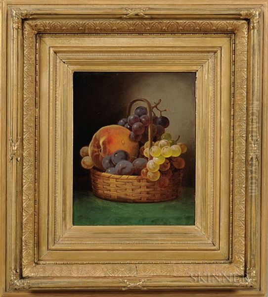 Fruit In A Splint Basket Oil Painting by William Mason Brown