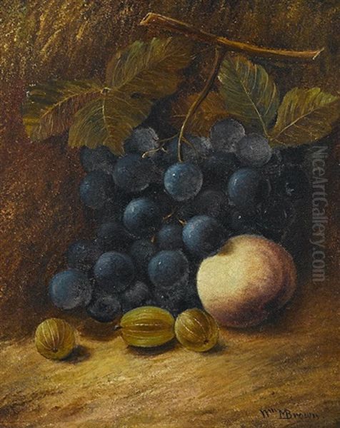 A Still Life With Grapes, Figs, And Peach Oil Painting by William Mason Brown