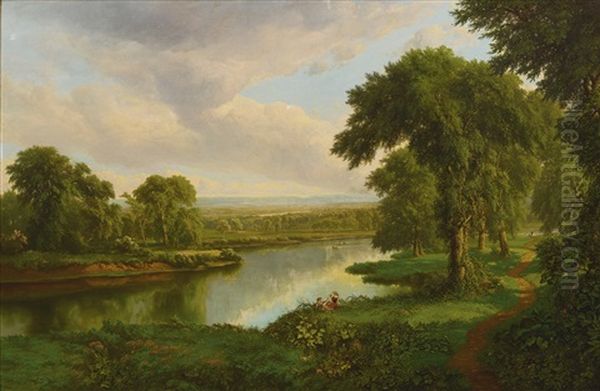 Hudson River Oil Painting by William Mason Brown