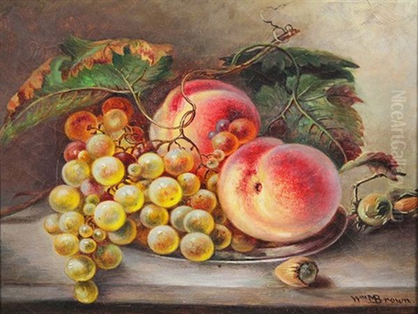 Still Life With Peaches And Grapes Oil Painting by William Mason Brown