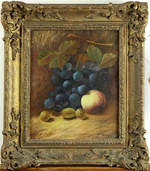 Still Life With Grapes, Figs, And Peach Oil Painting by William Mason Brown