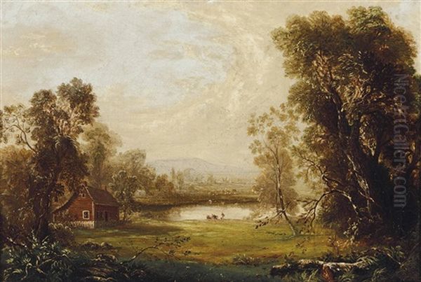 Cottage By The Lake Oil Painting by William Mason Brown