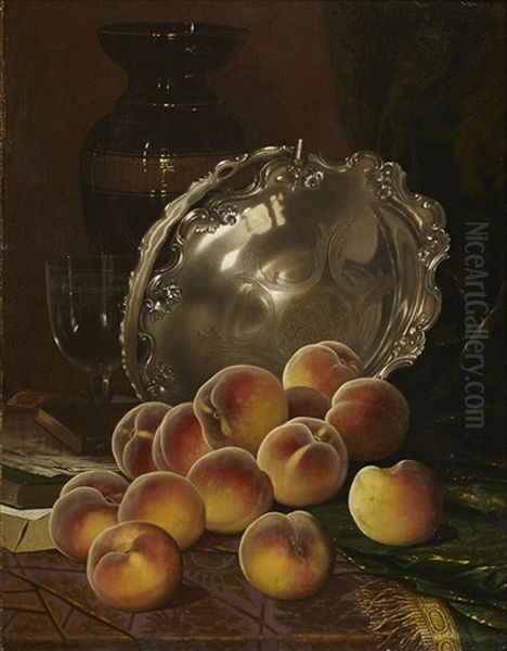 Still Life With Peaches And Silver Platter Oil Painting by William Mason Brown