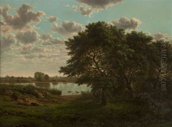 Pond In A New Jersey Landscape Oil Painting by William Mason Brown