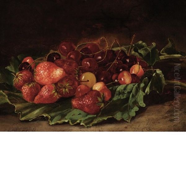 Still Life With Strawberries And Cherries Oil Painting by William Mason Brown