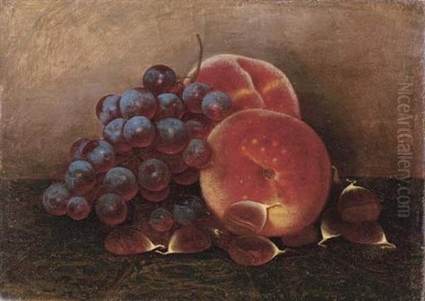 Still Life With Peaches And Grapes Oil Painting by William Mason Brown