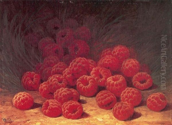 Red Raspberries Oil Painting by William Mason Brown