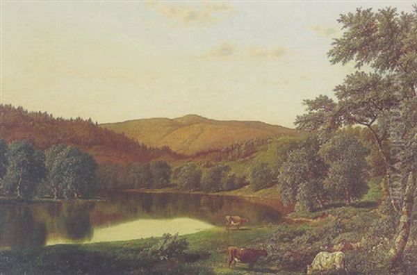 Landscape With Cows Oil Painting by William Mason Brown