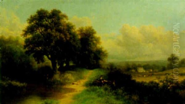 Near Warick, Orange County, New York Oil Painting by William Mason Brown