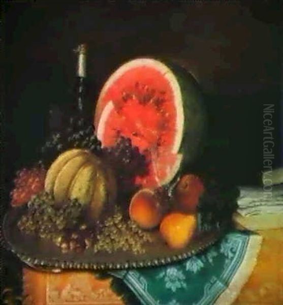 Still Life With Melon Oil Painting by William Mason Brown