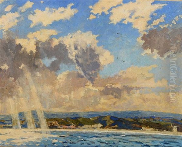 Off The Cornish Coast Oil Painting by William Todd Brown