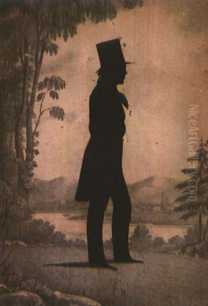 Silhouette Portrait Of A Man Oil Painting by William Henry Brown