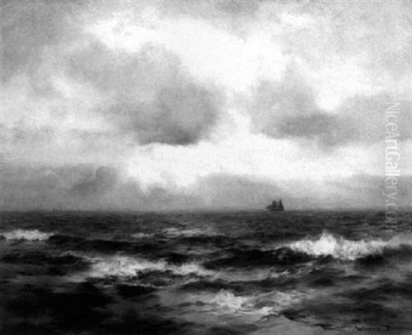 Shipping In Stormy Seas Oil Painting by Alfred J. Warne Browne