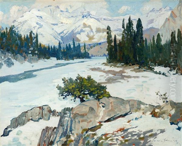 Fair Holme Range, Bow River Oil Painting by Belmore Browne