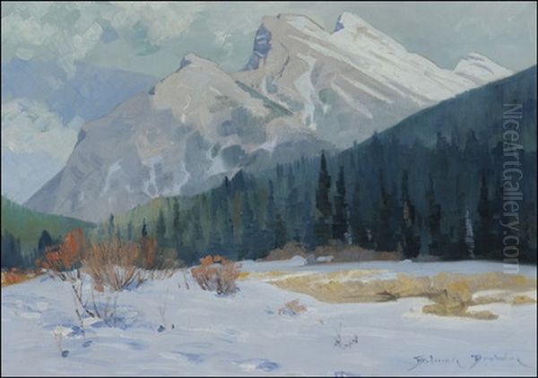 Mt. Rundle, Bow Valley Oil Painting by Belmore Browne