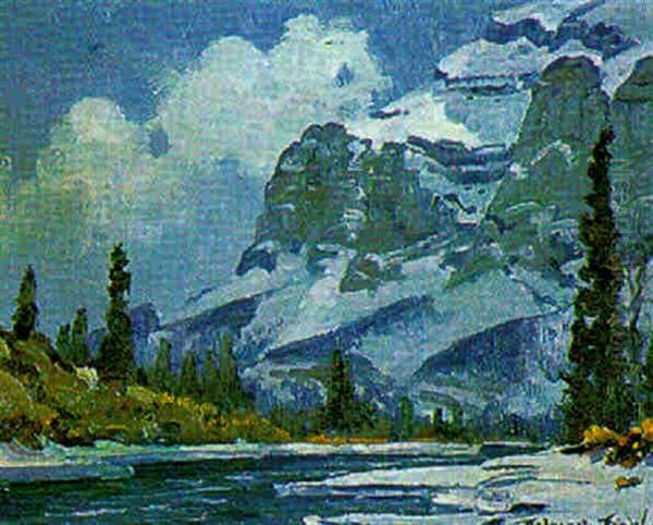 Snow Covered Cliffs Oil Painting by Belmore Browne