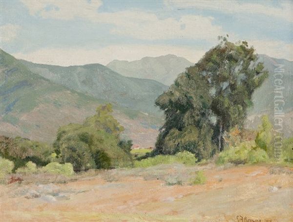 Far Afield, Eucalyptus In A Rolling Hill Landscape Oil Painting by Charles Francis Browne