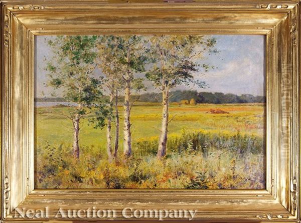 Poplars, Bass Lake, Indiana Oil Painting by Charles Francis Browne