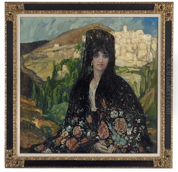 Portrait Of A Spanish Lady Oil Painting by George Elmer Browne