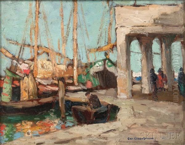 The Docks, Chioggia, Italy Oil Painting by George Elmer Browne