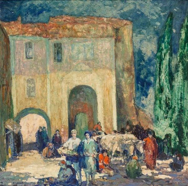 In The Village Oil Painting by George Elmer Browne