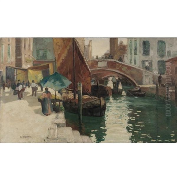 The Bridge, Venice Oil Painting by George Elmer Browne